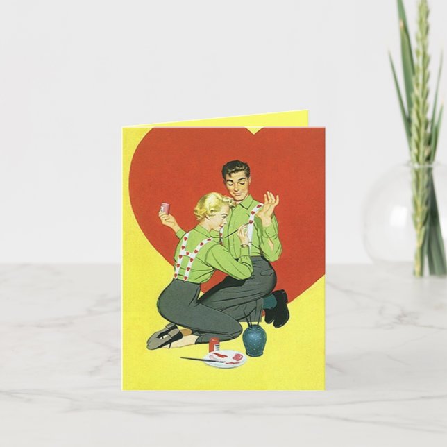 Carte de jour Valentines vintage "Suspender Heart  (Devant)