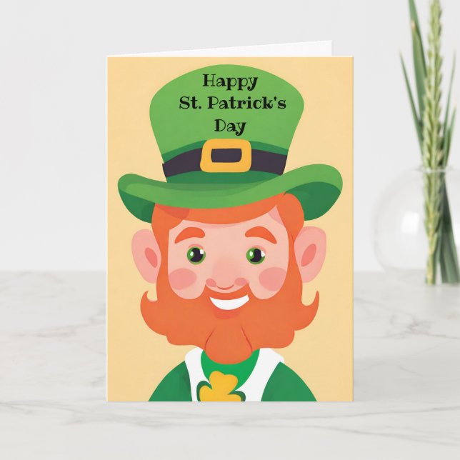 Carte de joyeuse Saint-Patrick avec lutin joueur (Devant)