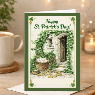 Carte de Joyeuse Saint-Patrick Chaumière Irlanda