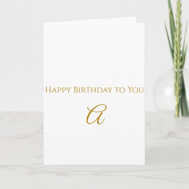 Carte de joyeux anniversaire à initiale dorée pers (Devant)