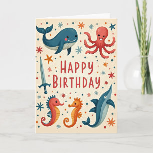 Carte de joyeux anniversaire à la mer fantaisiste