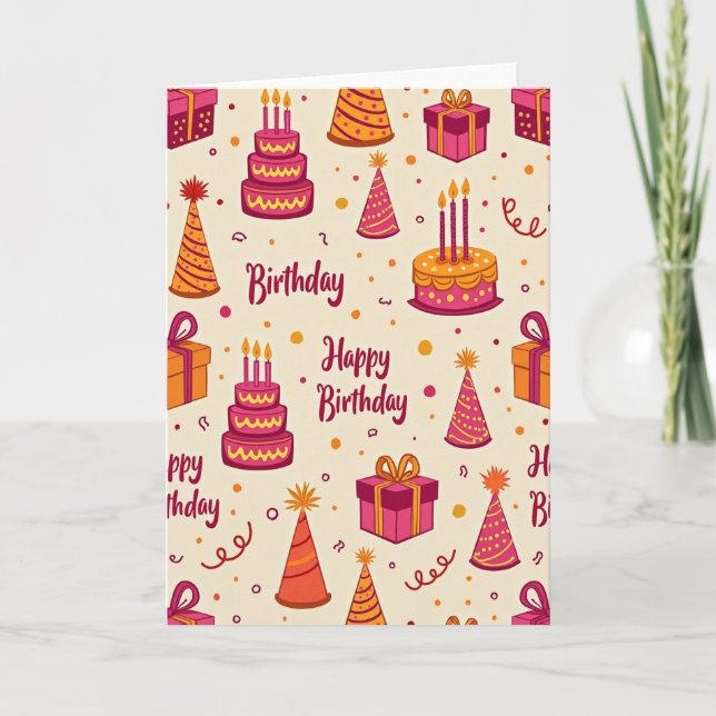 Carte de Joyeux Anniversaire à Motif (Devant)