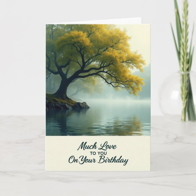 Carte de Joyeux Anniversaire Arbre Doré (Devant)