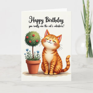 Carte de joyeux anniversaire au chat souriant