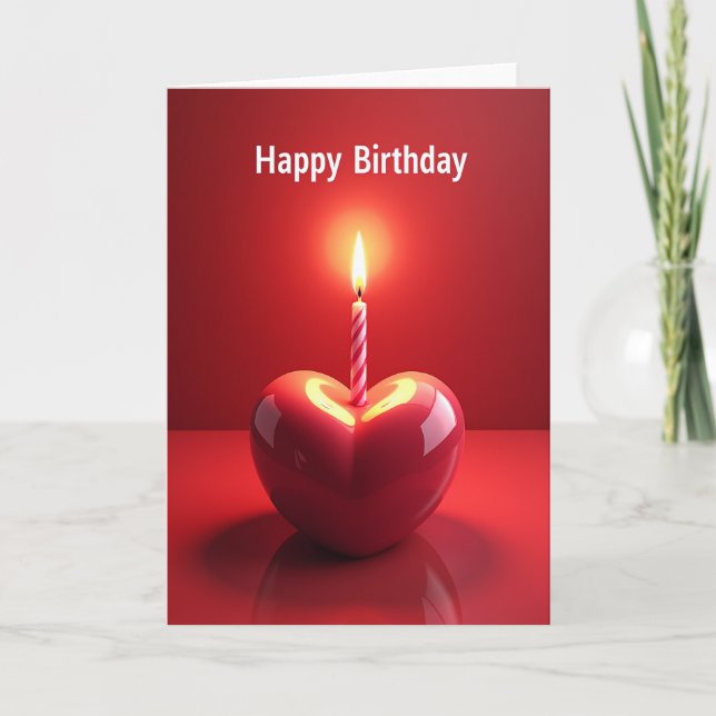 Carte de joyeux anniversaire au cœur rouge (Devant)