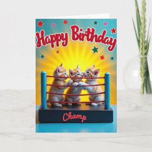 Carte de joyeux anniversaire avec chaton en anneau