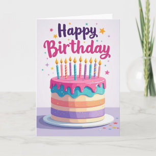 Carte de Joyeux Anniversaire avec Gâteau