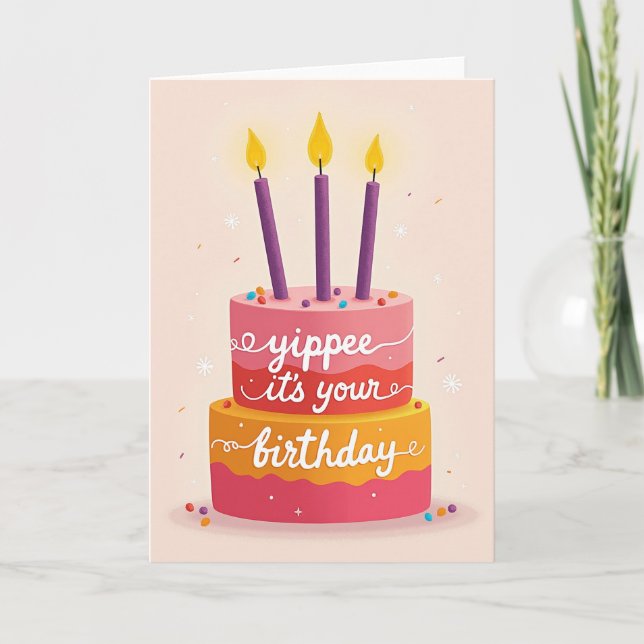 Carte de Joyeux Anniversaire avec Gâteau (Devant)