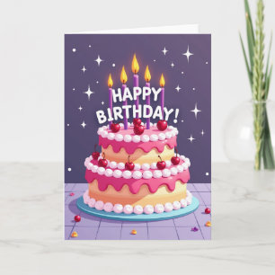 Carte de Joyeux Anniversaire avec Gâteau
