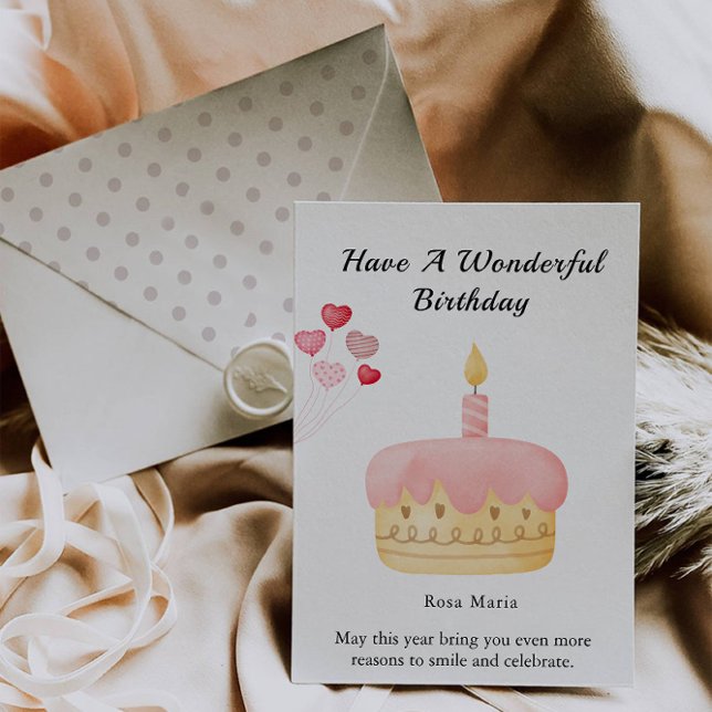 Carte de Joyeux Anniversaire avec Gâteau (Happy Birthday Cake Card)