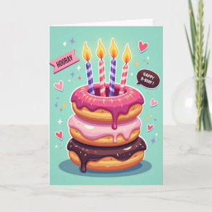 Carte de joyeux anniversaire avec gâteau fantaisis