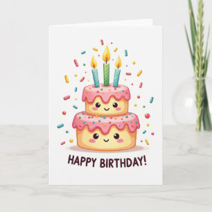 Carte de joyeux anniversaire avec gâteau ludique