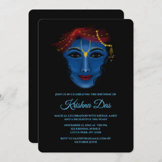 Carte de joyeux anniversaire avec Krishna mignon -