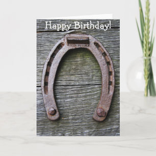 Carte de joyeux anniversaire avec le fer à cheval