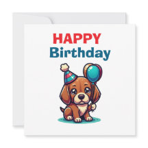 Carte de joyeux anniversaire avec un chiot de dess