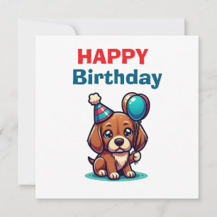 Carte de joyeux anniversaire avec un chiot de dess