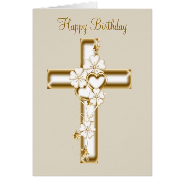 Carte de joyeux anniversaire avec une croix et des (Devant)