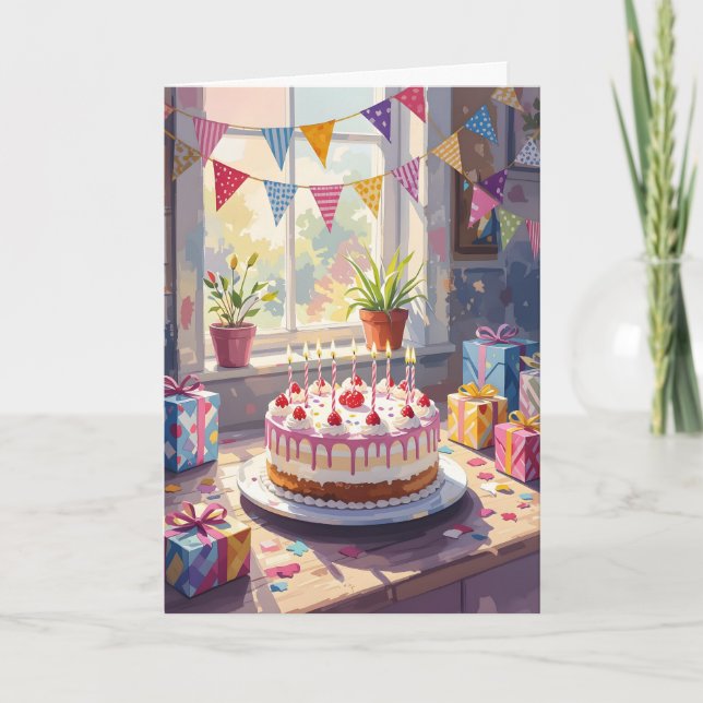 Carte de Joyeux Anniversaire - Carte de gâteau d'a (Devant)
