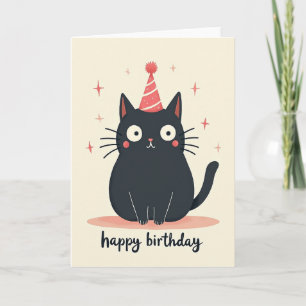 Carte de Joyeux Anniversaire Chapeau Chat
