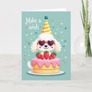 Carte de Joyeux Anniversaire Chien avec Gâteau
