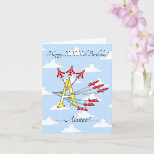 Carte de joyeux anniversaire ciel bleu Jet rouge i