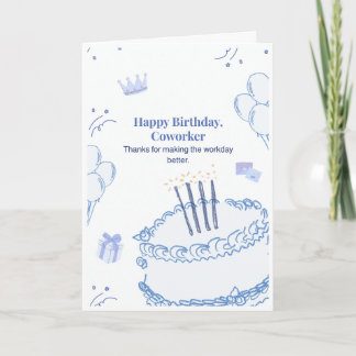Carte de Joyeux Anniversaire Collègue Doodle Gâtea