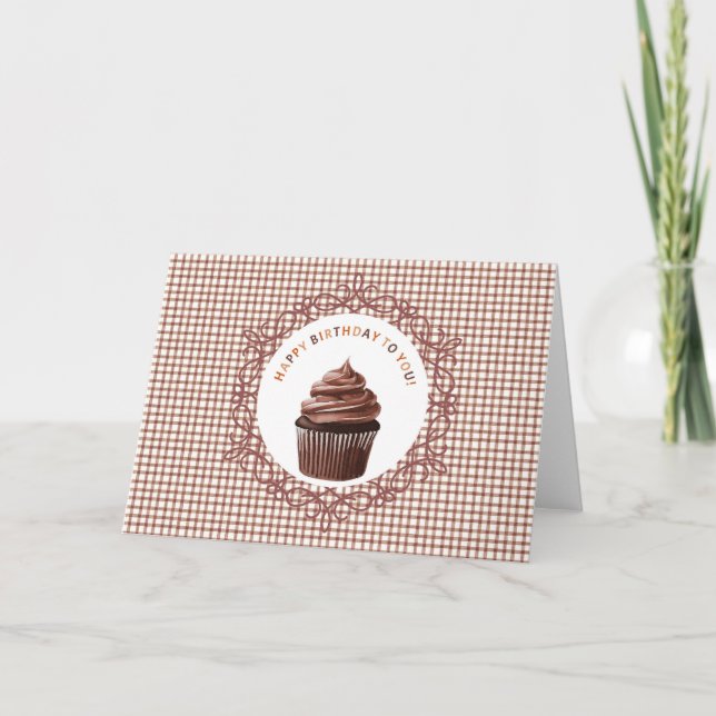 Carte de joyeux anniversaire Cupcake au Chocolat 0 (Devant)