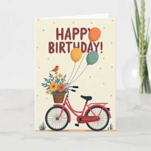 Carte de joyeux anniversaire de bicyclette douce