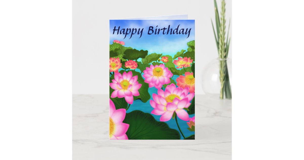 Carte de joyeux  anniversaire  de fleurs  de Lotus Zazzle fr