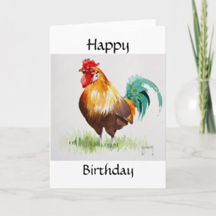 Carte de joyeux anniversaire de jeune coq