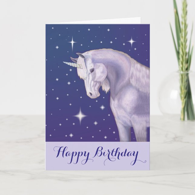 Carte de joyeux anniversaire de licorne (Devant)