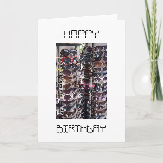 Carte de joyeux anniversaire de lunettes de soleil (Devant)