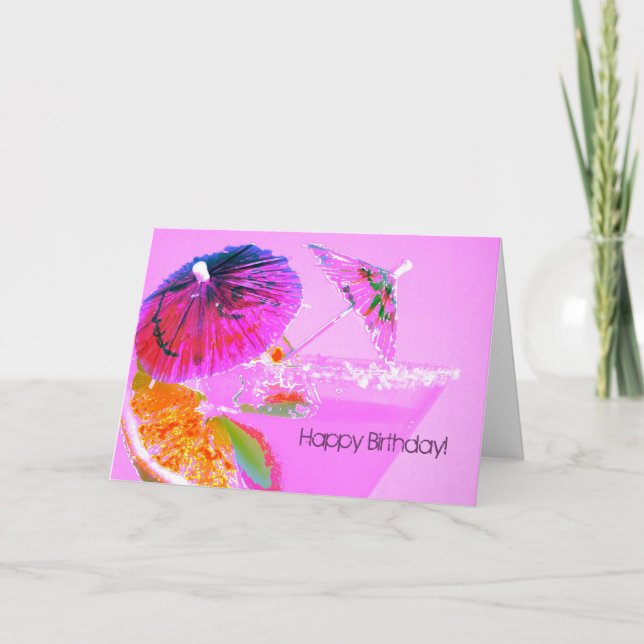 Carte de joyeux anniversaire de parapluies de (Devant)