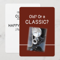 Carte de joyeux anniversaire de voiture ancienne o