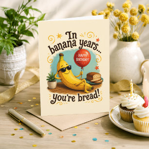 Carte de joyeux anniversaire drôle rétro banane