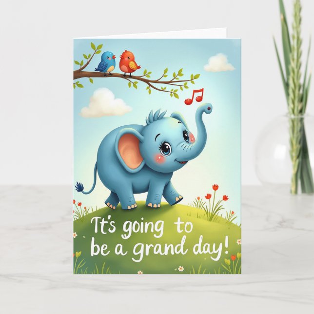 Carte de joyeux anniversaire éléphant (Devant)