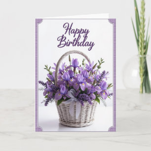 Carte de joyeux anniversaire en osier floral
