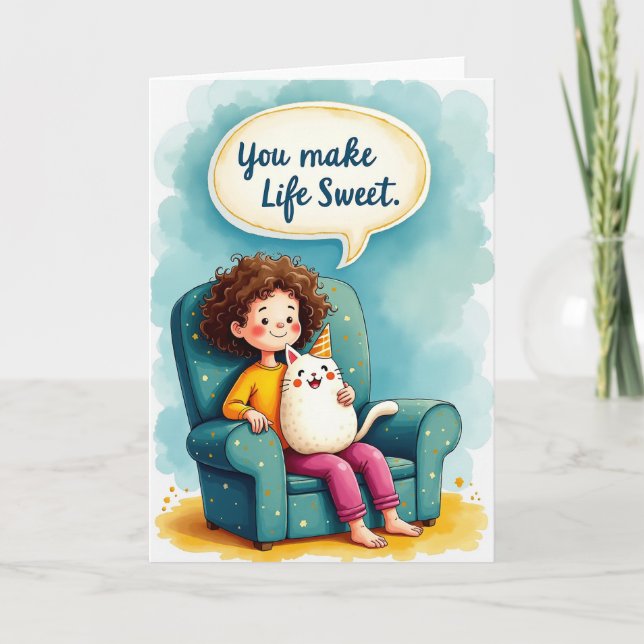 Carte de Joyeux Anniversaire Enfant Chat (Devant)