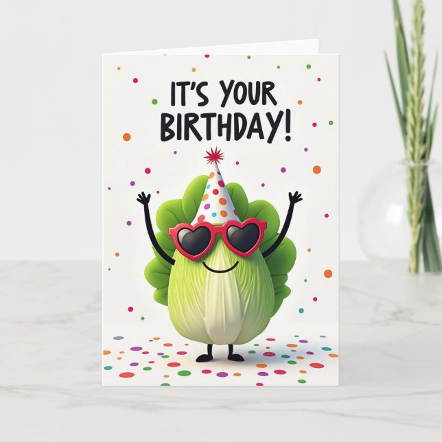 Carte de joyeux anniversaire fantaisiste feuillue (Devant)