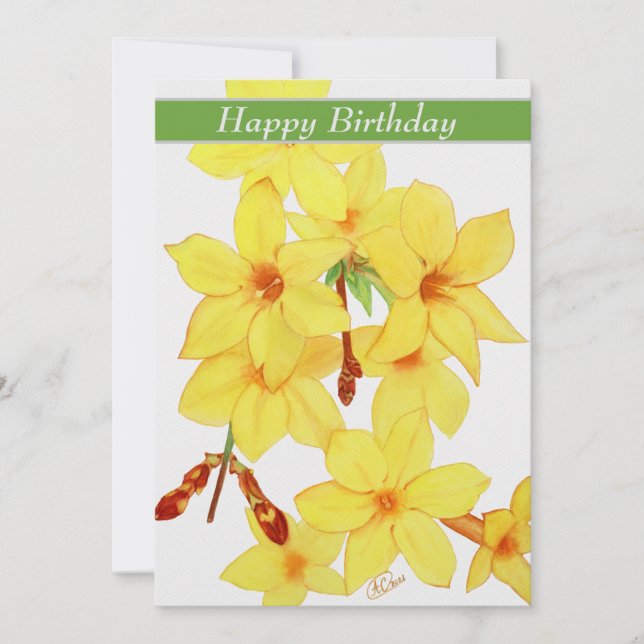 Carte de Joyeux Anniversaire Fleur de Jasmin Aquar (Devant)
