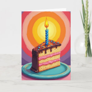 Carte de Joyeux Anniversaire Gâteau avec Paillette