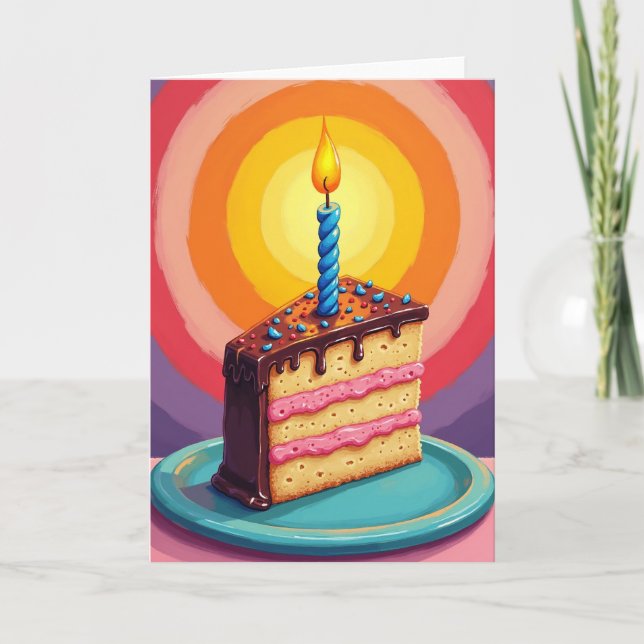 Carte de Joyeux Anniversaire Gâteau avec Paillette (Devant)