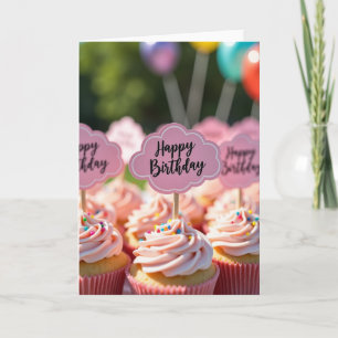 Carte de Joyeux Anniversaire Gâteau Rose