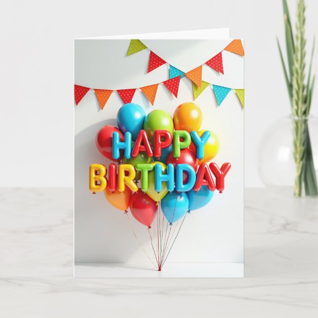Carte de Joyeux Anniversaire Lettres Brillantes (Devant)