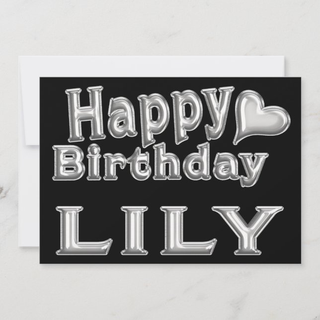 Carte de joyeux anniversaire Lily avec un cœur (Devant)
