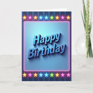Carte de joyeux anniversaire néon lumineuse