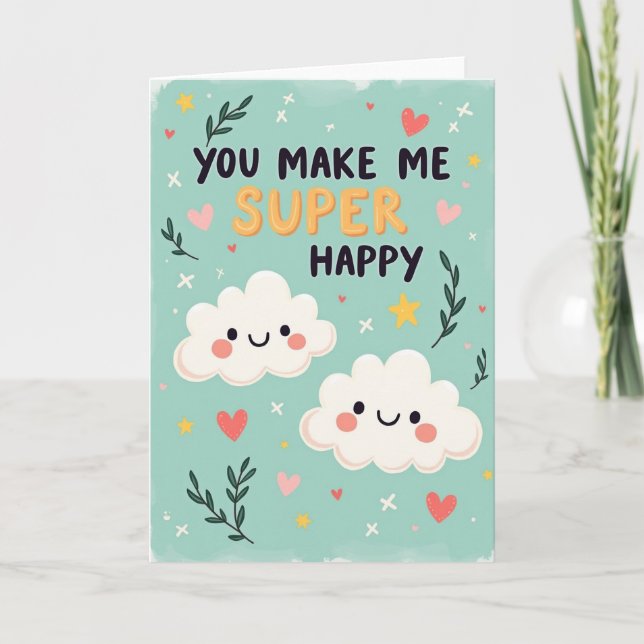 Carte de joyeux anniversaire nuage sarcelle (Devant)