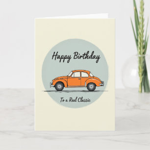 Carte de Joyeux Anniversaire Orange Auto Classique