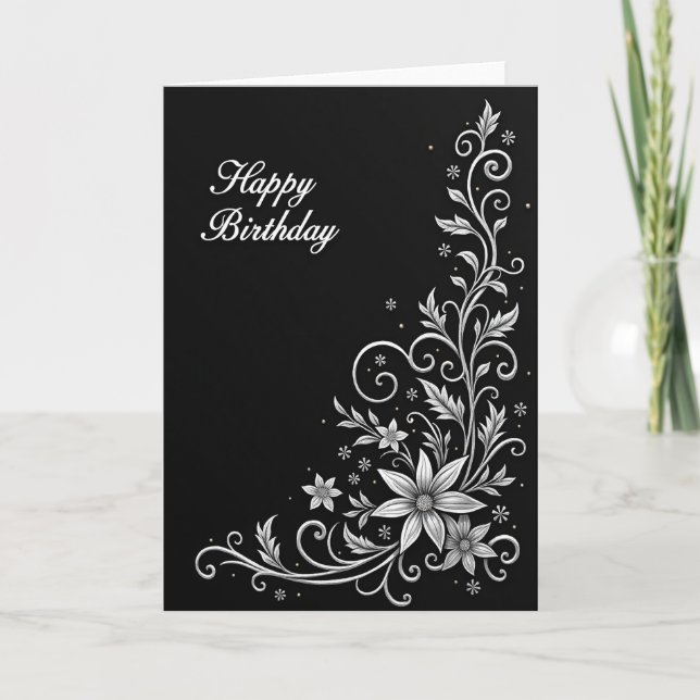 Carte de joyeux anniversaire ornée (Devant)