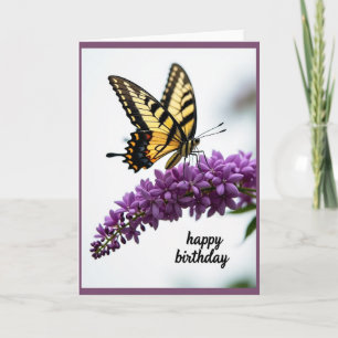 Carte de joyeux anniversaire papillon floral